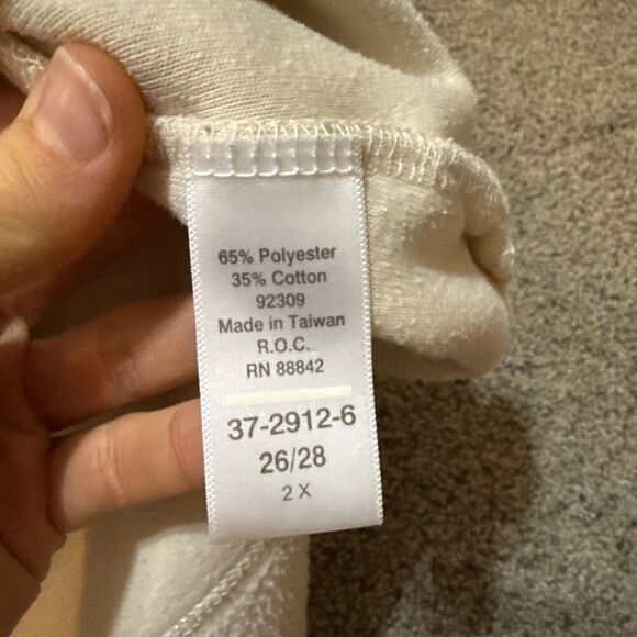 Woman Within Ivory Fleece Tunic Sweater Size 2X, 26/28 Long Sleeve Crew Neck - Picture 6 of 8